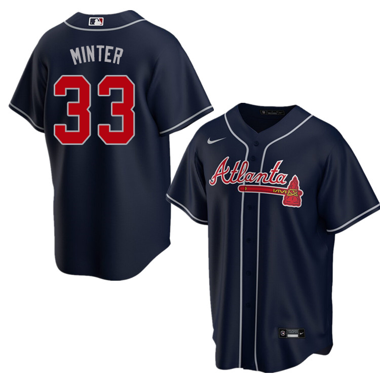 Nike Men #33 A.J. Minter Atlanta Braves Baseball Jerseys Sale-Navy